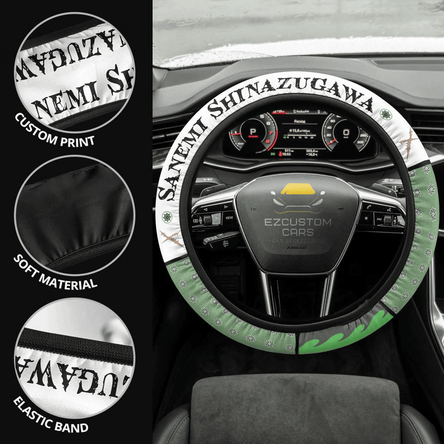 Sanemi Shinazugawa Demon Slayer Anime Steering Wheel Cover Custom Anime Car Accessories