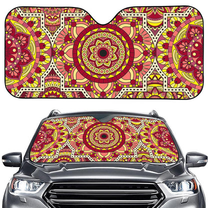 Sangria Mandala Bohemian Pattern Print Car Windshield Sun Shade