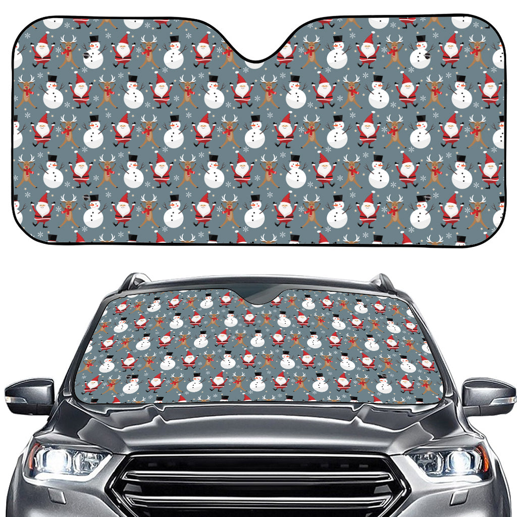Santa Claus And Friends Pattern Print Car Windshield Sun Shade