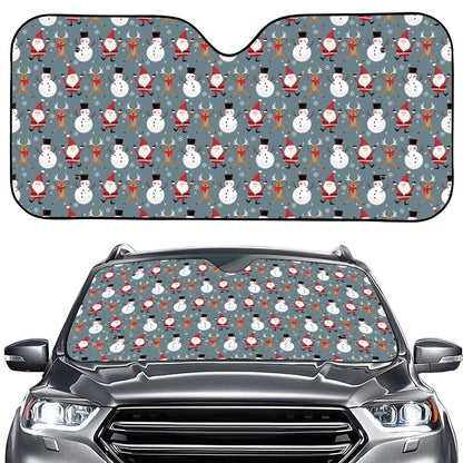 Santa Claus And Friends Pattern Print Car Windshield Sun Shade
