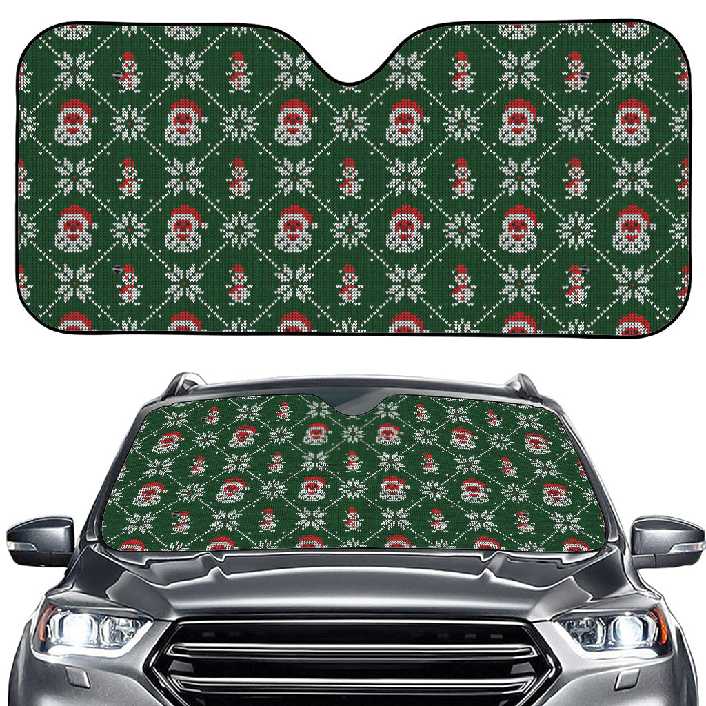 Santa Claus Knitted Pattern Print Car Windshield Sun Shade
