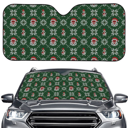 Santa Claus Knitted Pattern Print Car Windshield Sun Shade