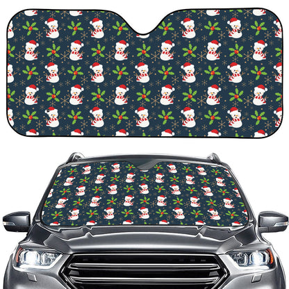 Santa Snowman Pattern Print Car Windshield Sun Shade