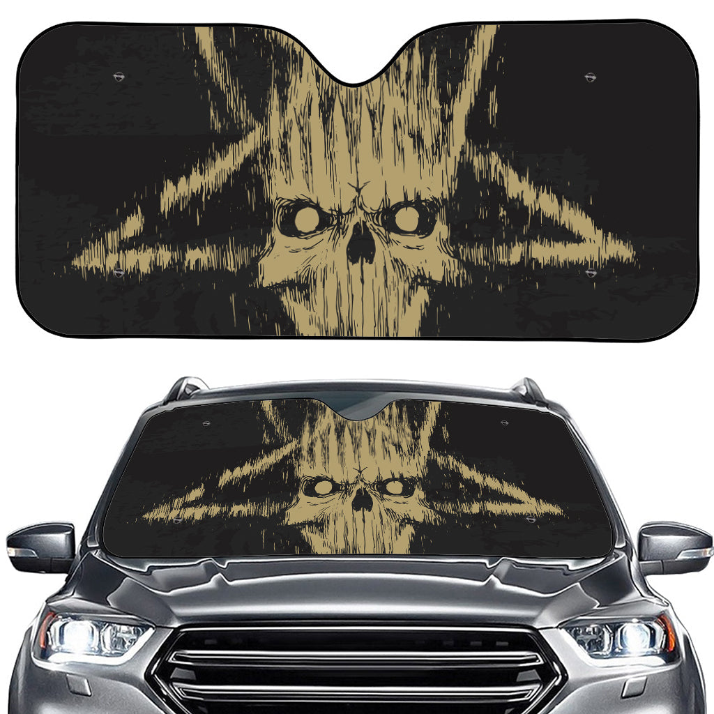 Satanic Pentagram Skull Print Car Windshield Sun Shade