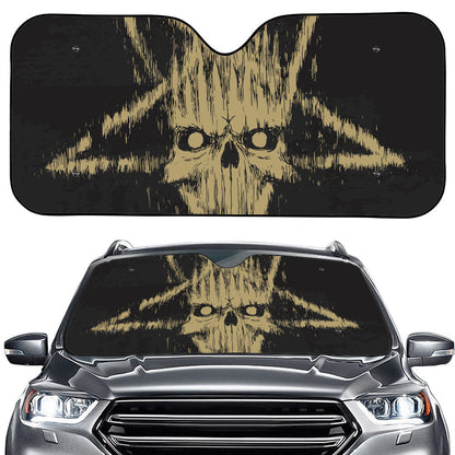 Satanic Pentagram Skull Print Car Windshield Sun Shade
