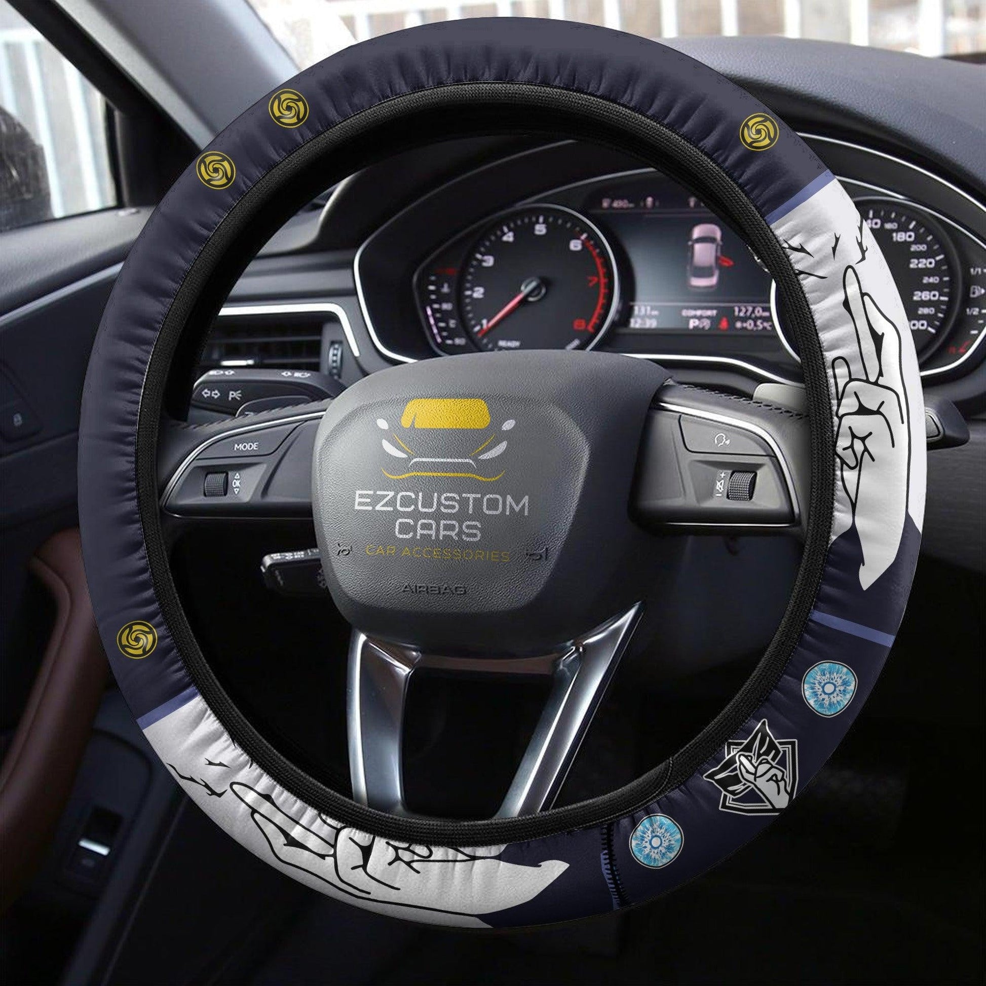 Satoru Gojo Anime Steering Wheel Cover Custom Jujutsu Kaisen Anime Car Accessories