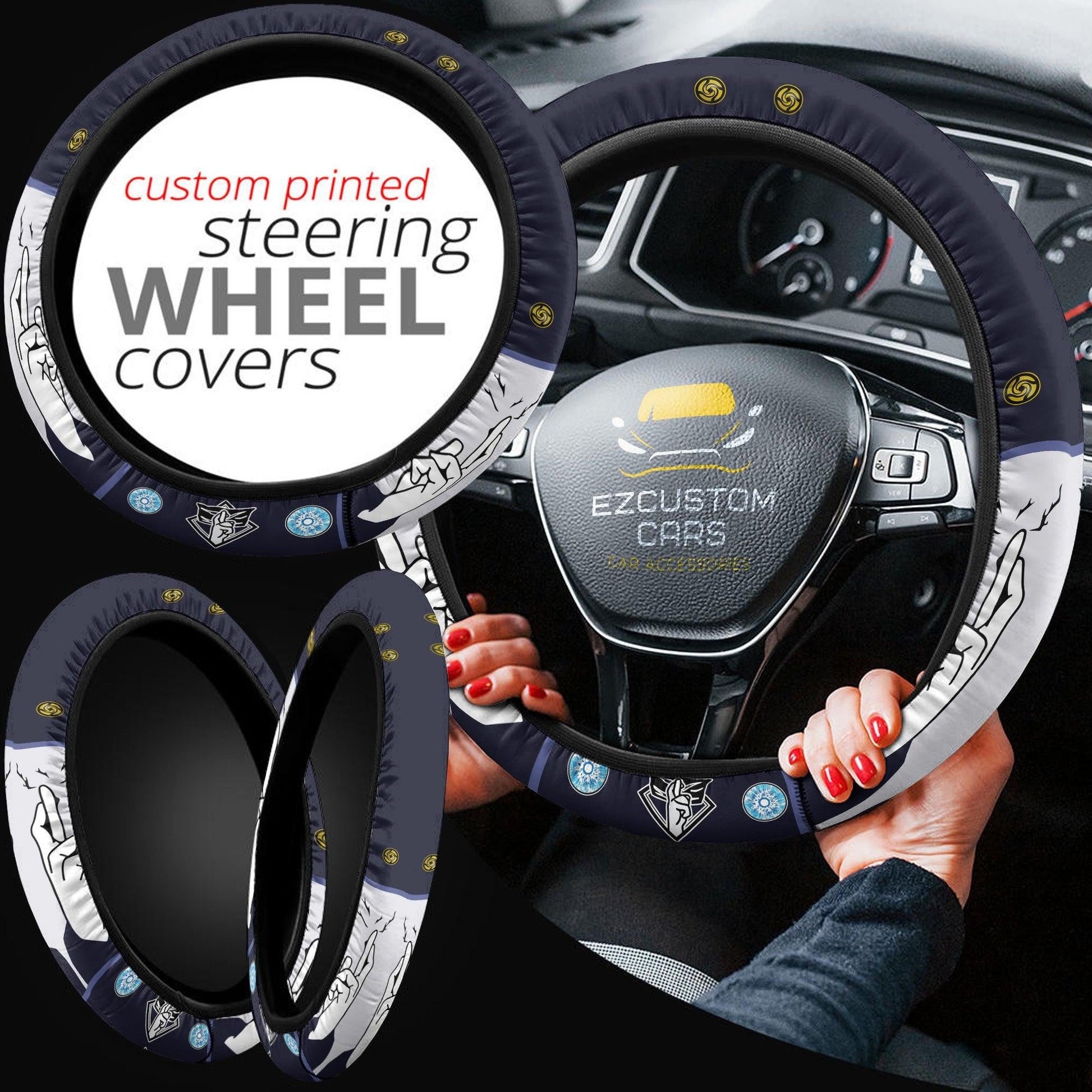 Satoru Gojo Anime Steering Wheel Cover Custom Jujutsu Kaisen Anime Car Accessories