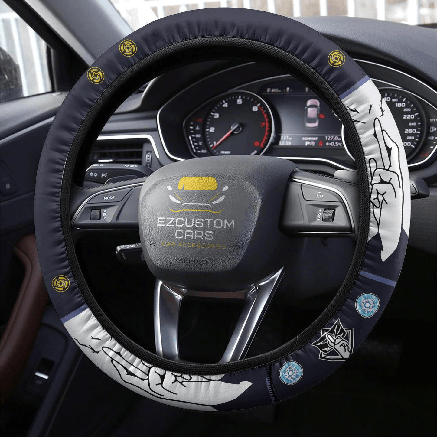 Satoru Gojo Anime Steering Wheel Cover Custom Jujutsu Kaisen Anime Car Accessories