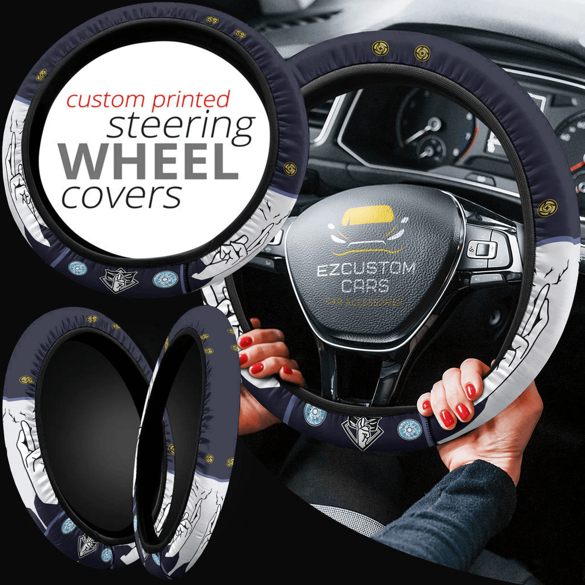 Satoru Gojo Anime Steering Wheel Cover Custom Jujutsu Kaisen Anime Car Accessories