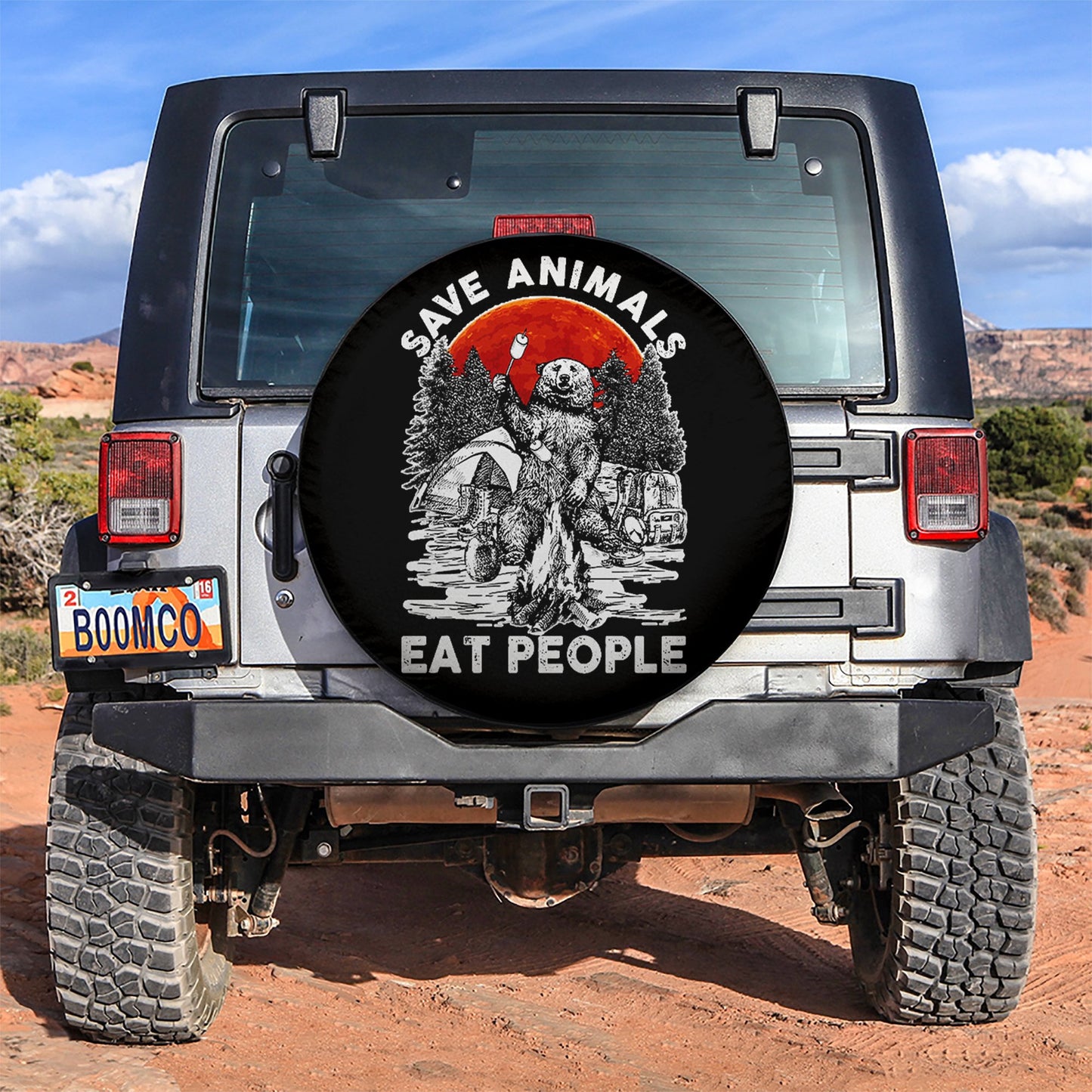 Save Animals Eat People Jeep Car Spare Tire Cover