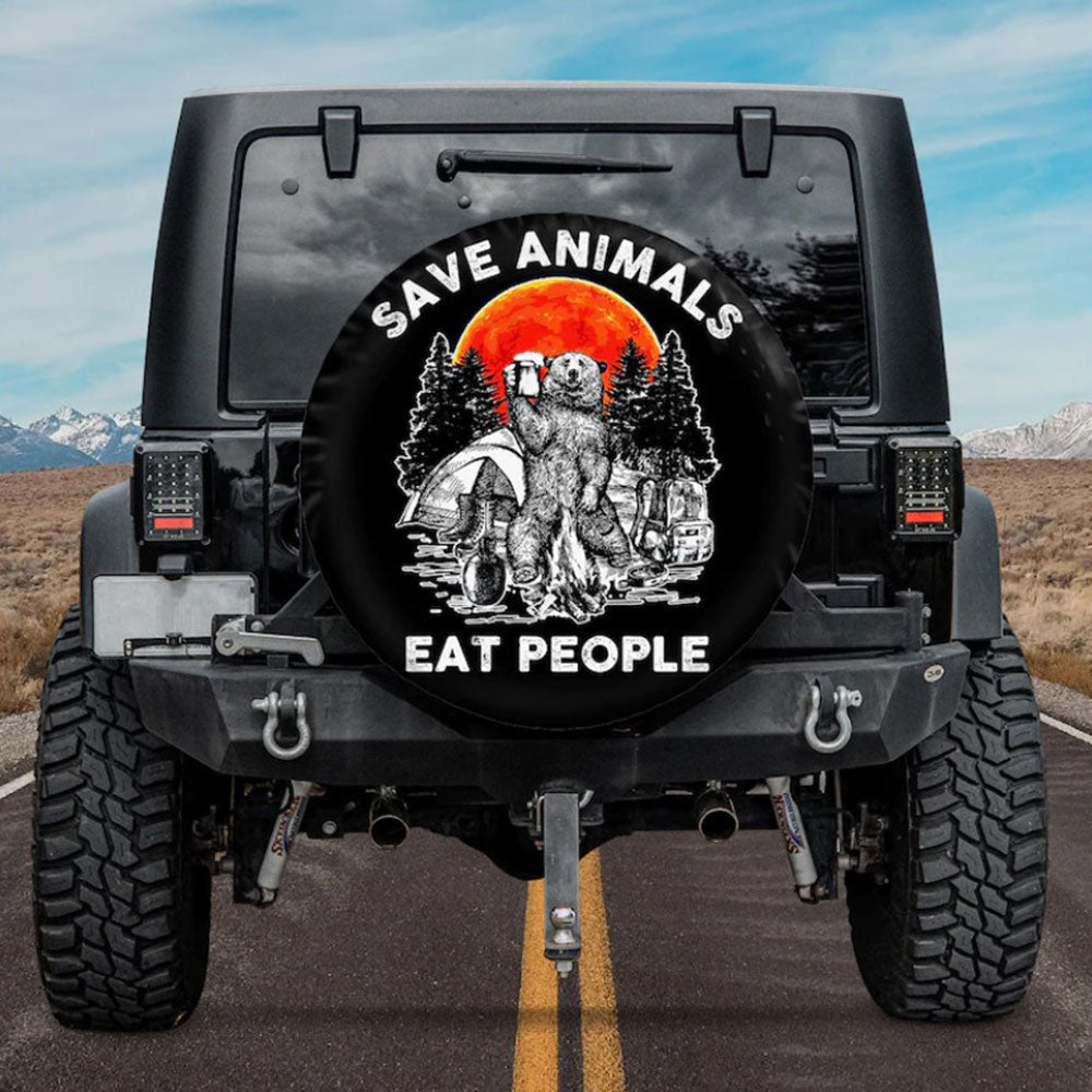 Save Animals Eat People Jeep Car Spare Tire Cover