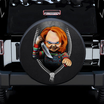 Scary Doll Zipper Car Spare Tire Cover