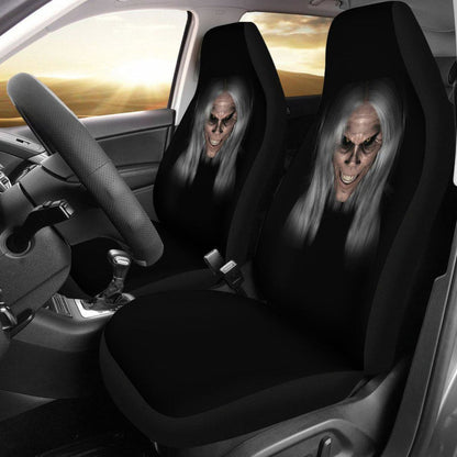 Scary Horror Gray Hair Design Black Seat Covers Universal Fit 225721