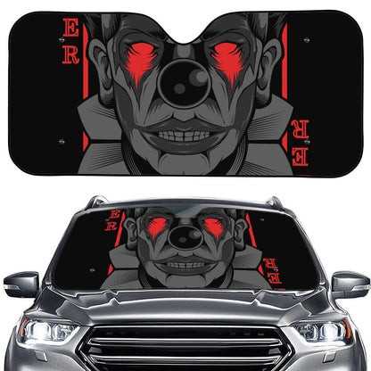 Scary Joker Card Print Car Windshield Sun Shade