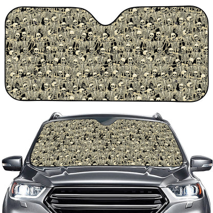 Scary Skeleton Pattern Print Car Windshield Sun Shade