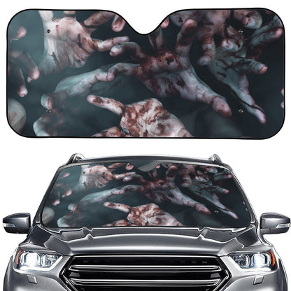 Scary Zombie Hands Print Car Windshield Sun Shade