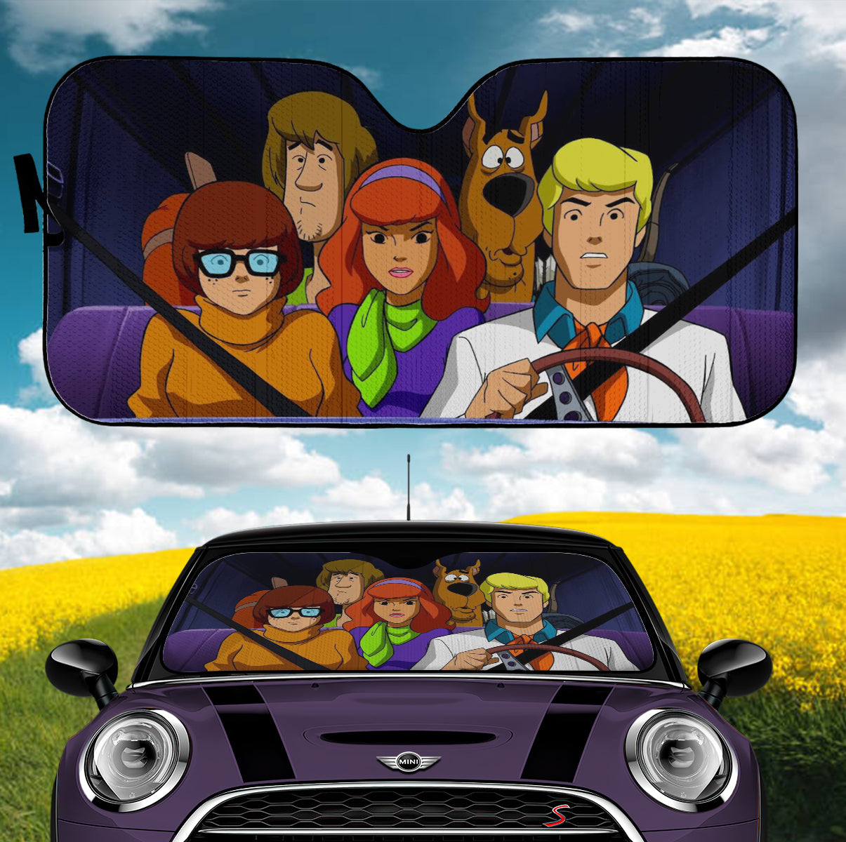 Scooby Doo Driving Funny Car Auto Sunshades