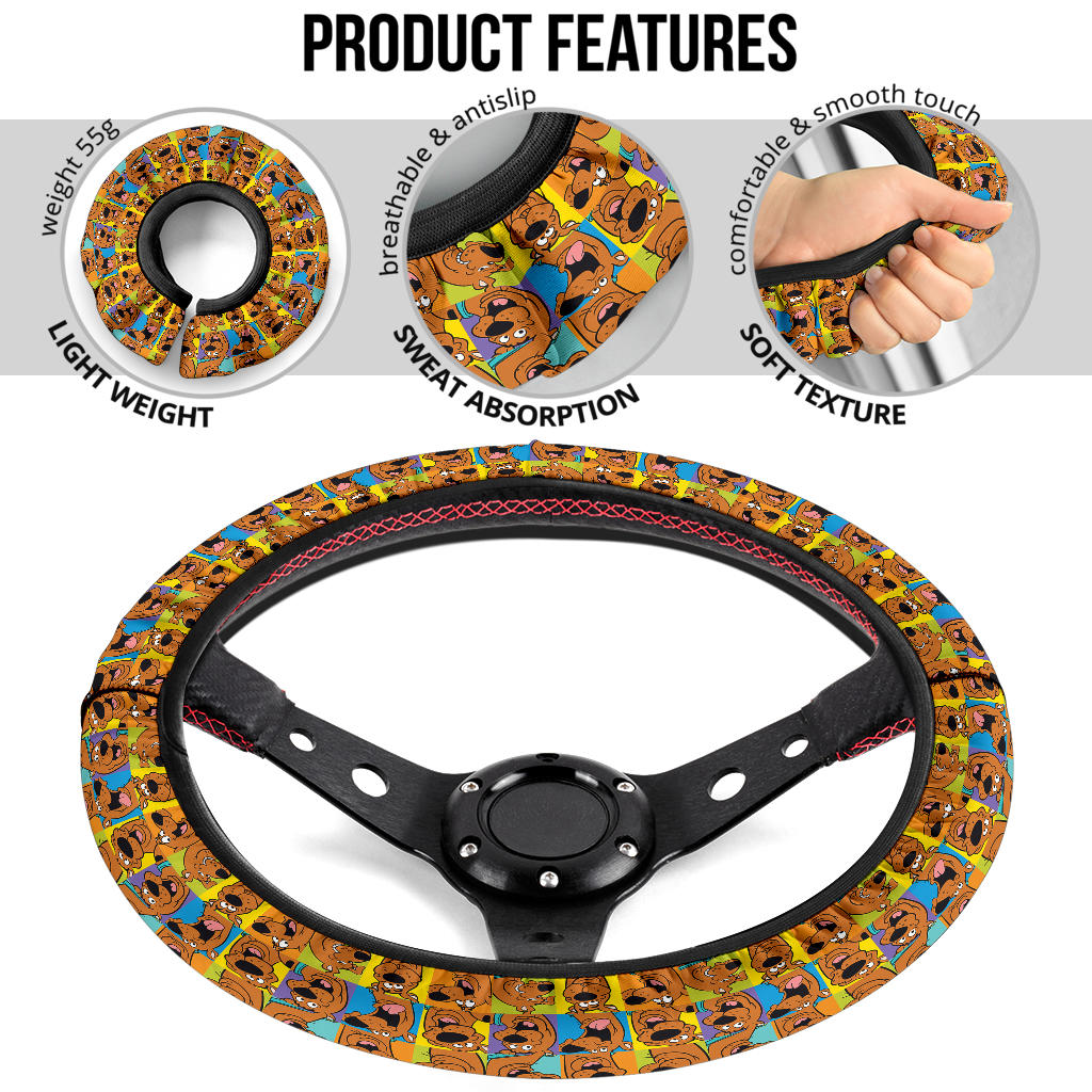 Scooby Doo Head Funny Premium Car Steering Wheel Cover