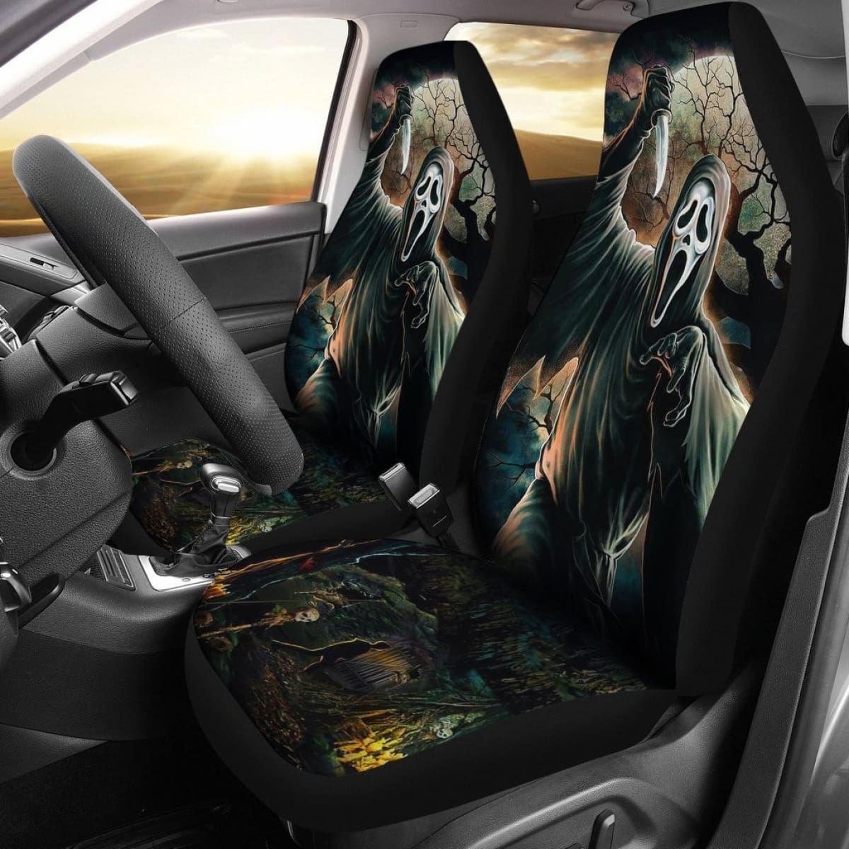Scream Ghost Face Car Seat Covers Lt02 Universal Fit 225721