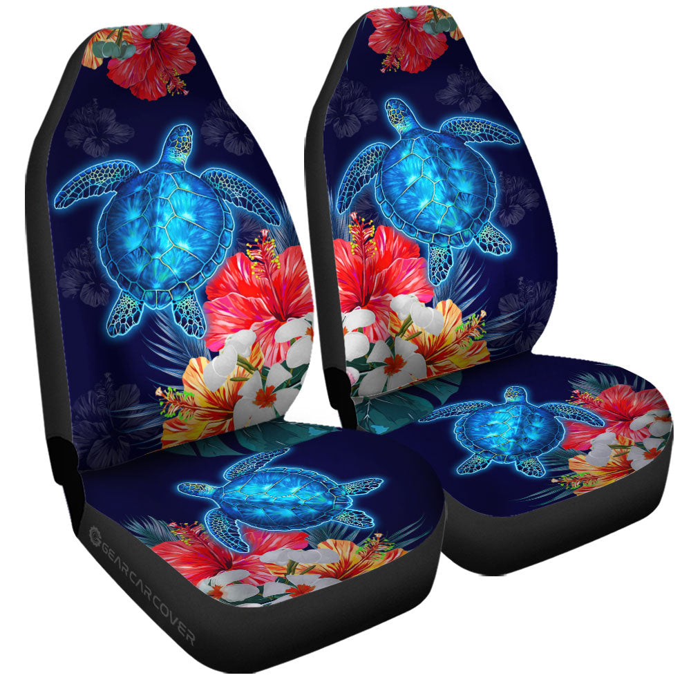Sea Turtle Car Seat Covers Custom Hibiscus Flower Car Accessories