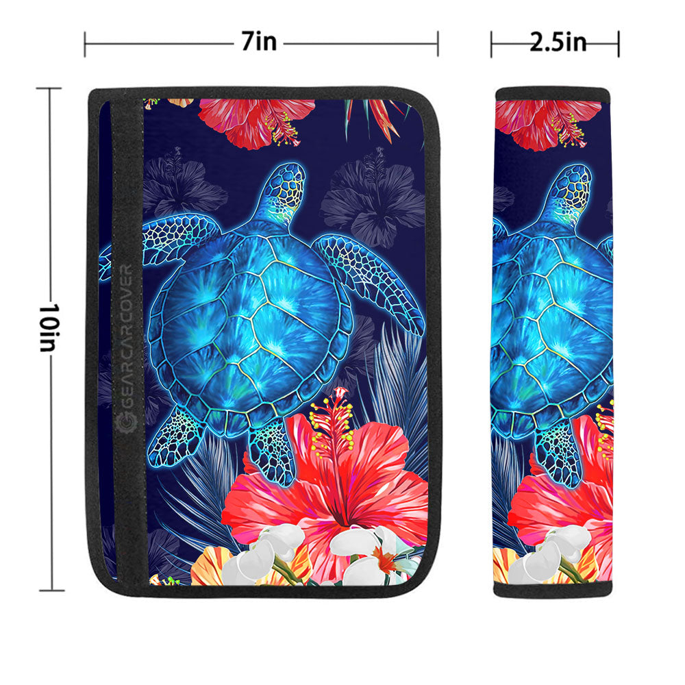 Sea Turtle Seat Belt Covers Custom Hibiscus Flower Car Accessories