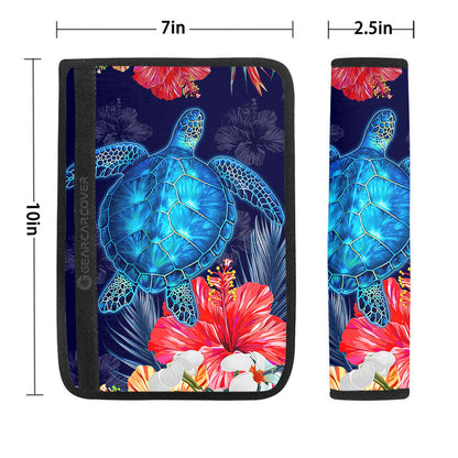 Sea Turtle Seat Belt Covers Custom Hibiscus Flower Car Accessories