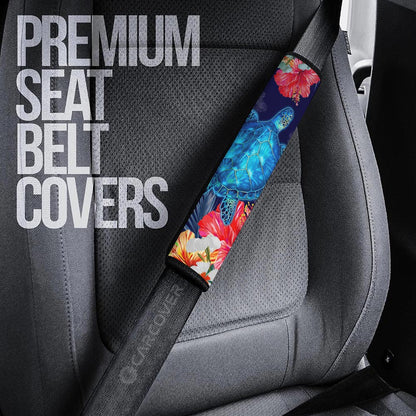 Sea Turtle Seat Belt Covers Custom Hibiscus Flower Car Accessories