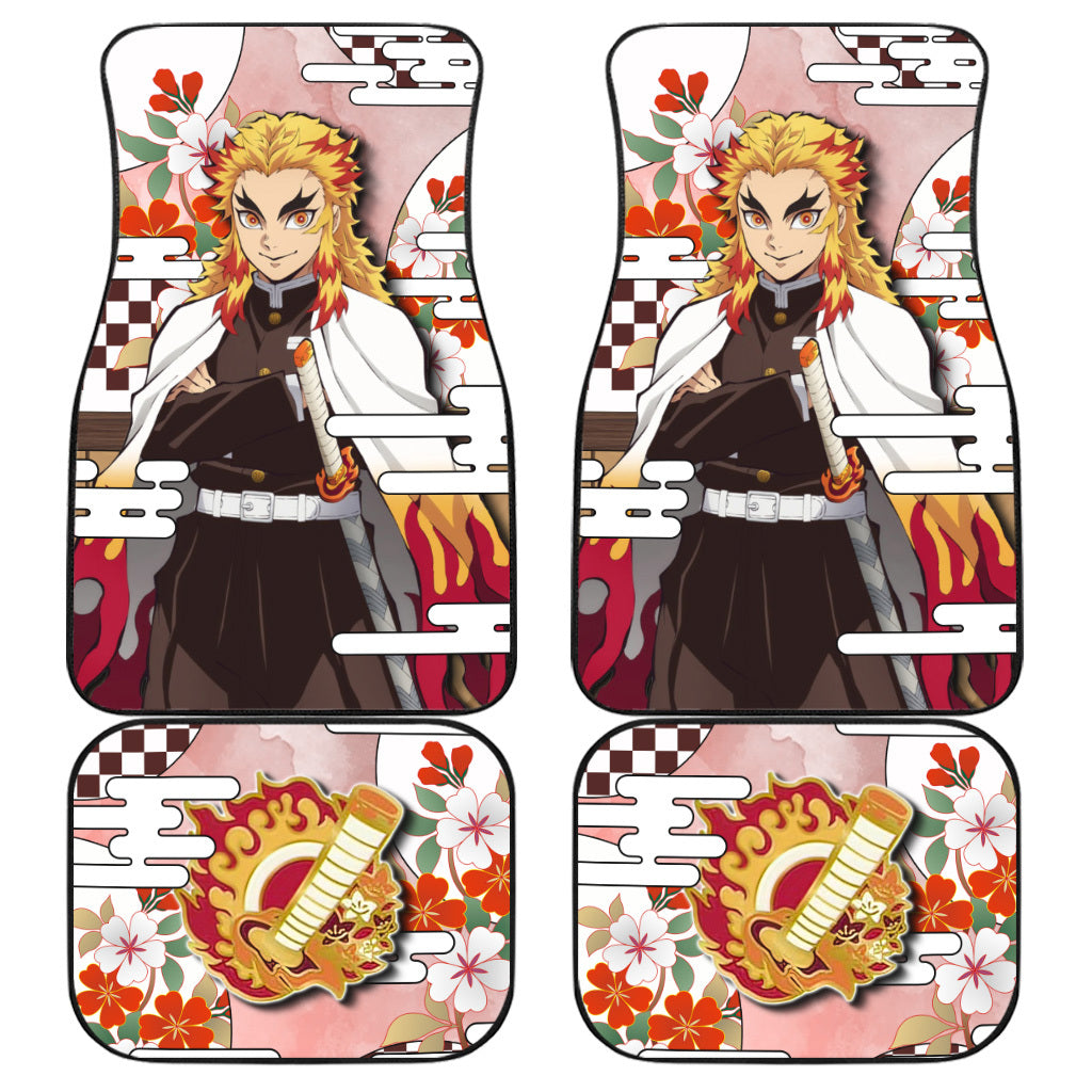 Senjuro Rengoku Car Floor Mats Custom Demon Slayer Anime Car Accessories
