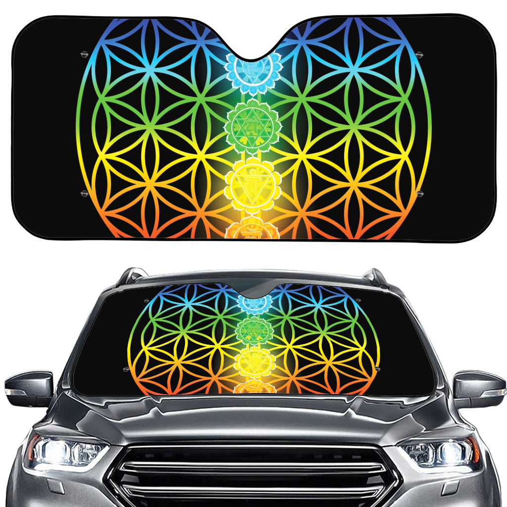 Seven Chakras Flower Of Life Print Car Windshield Sun Shade