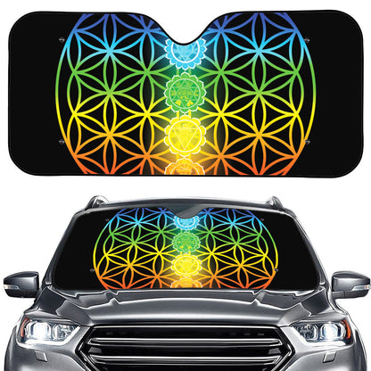 Seven Chakras Flower Of Life Print Car Windshield Sun Shade