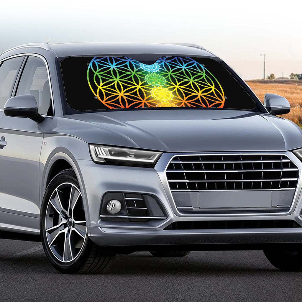 Seven Chakras Flower Of Life Print Car Windshield Sun Shade