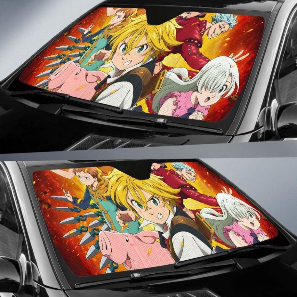Seven Deadly Sins Auto Sun Shades 918b Universal Fit