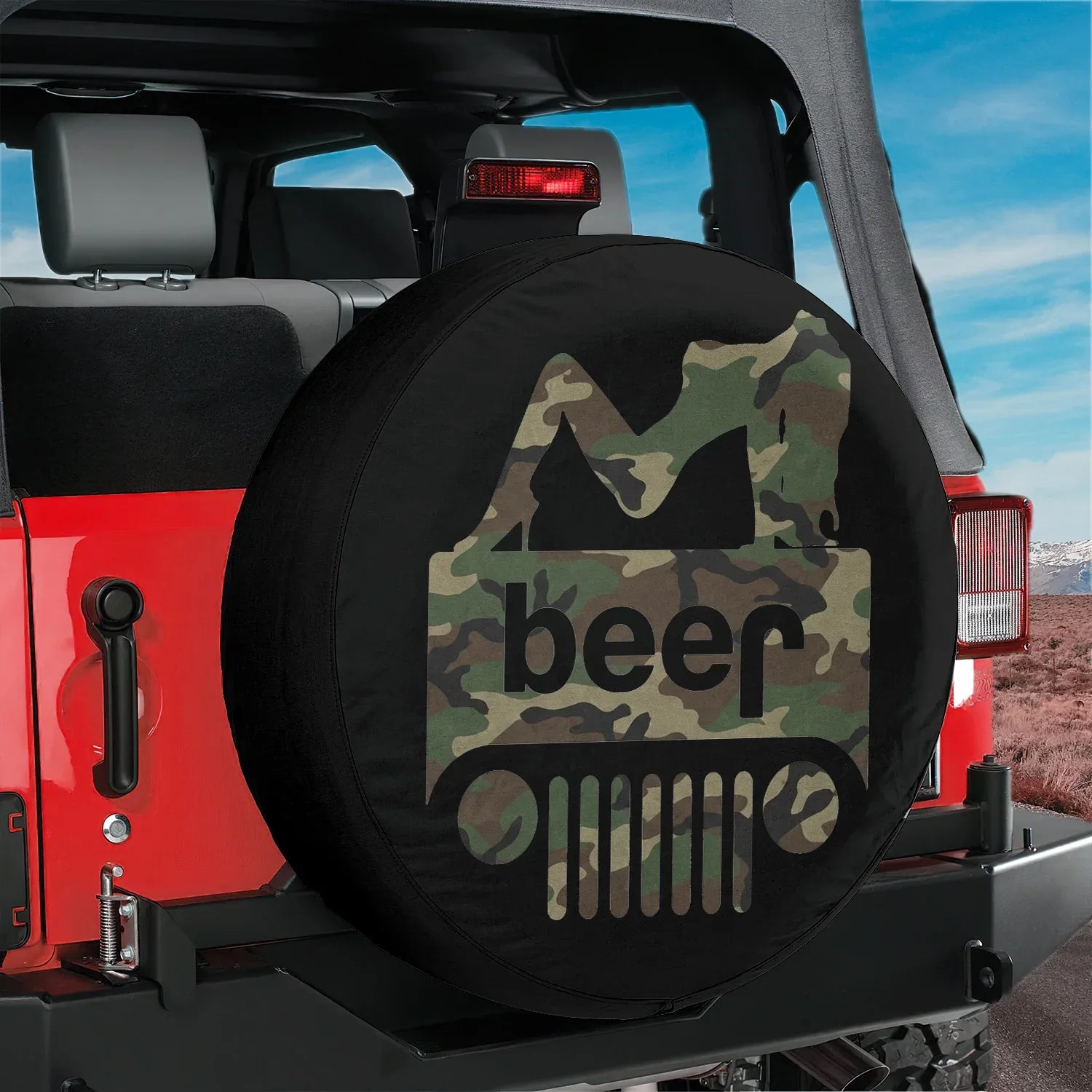 Sexy Girl Jeep Beer Spare Tire Cover - Hunting Style - PersonalizedFury