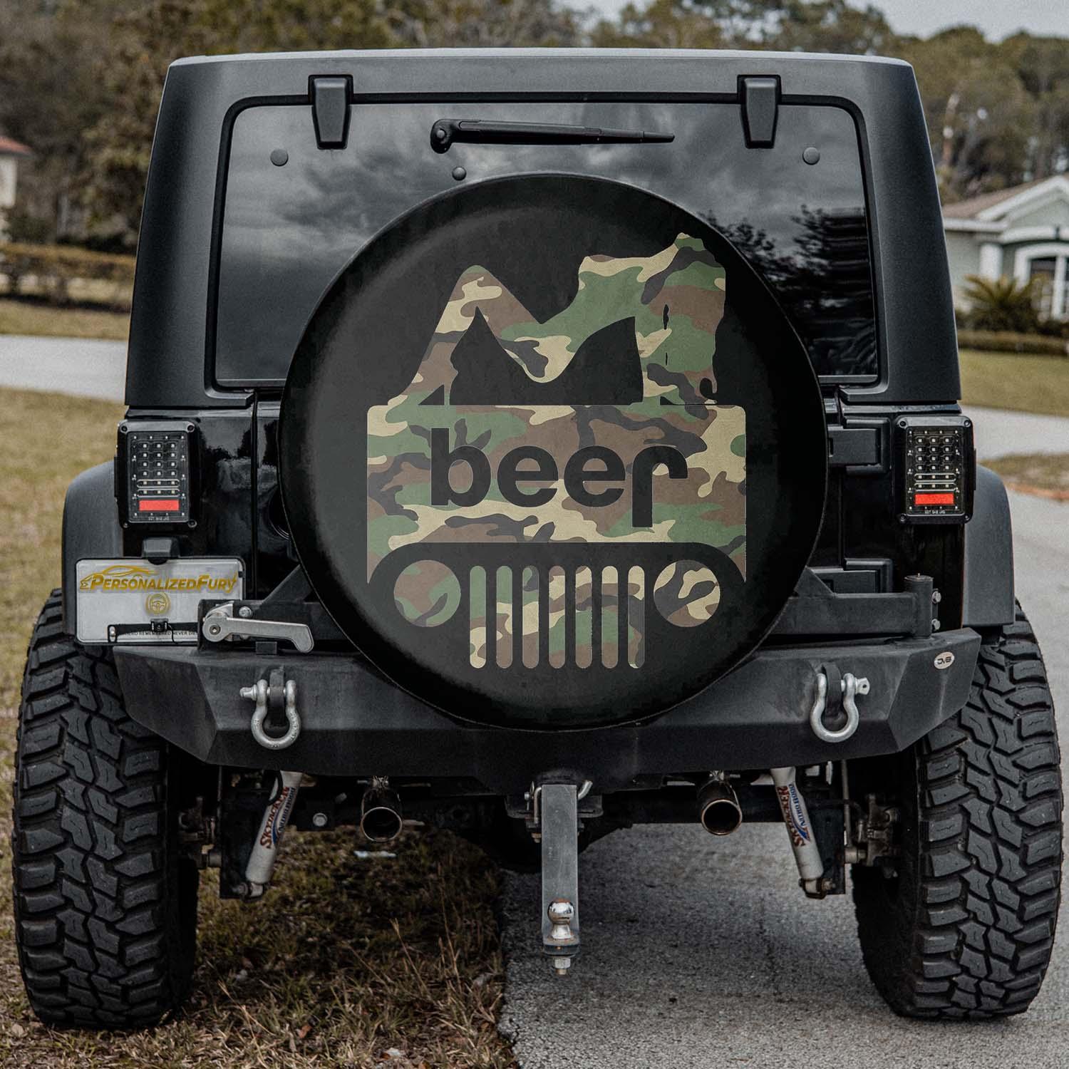 Sexy Girl Jeep Beer Spare Tire Cover - Hunting Style - PersonalizedFury