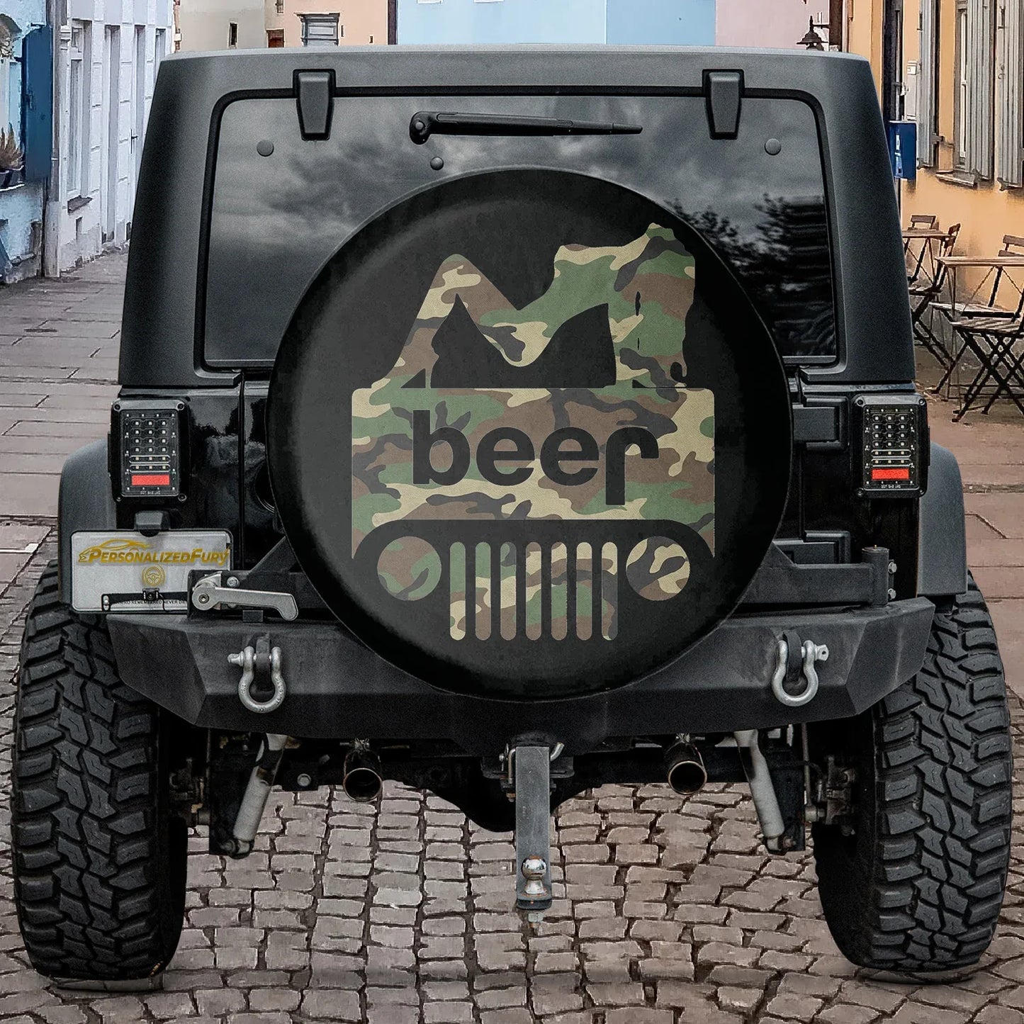 Sexy Girl Jeep Beer Spare Tire Cover - Hunting Style - PersonalizedFury