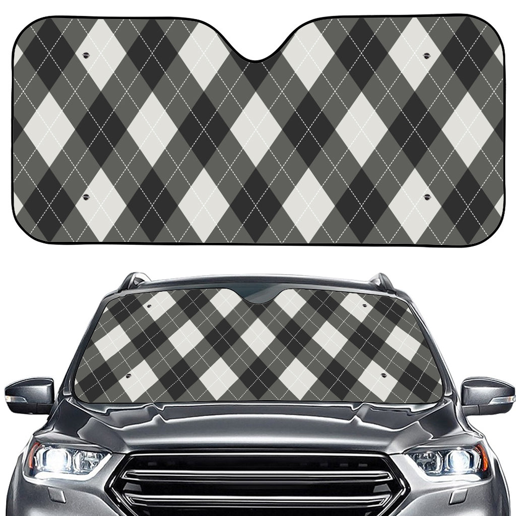 Shadow Grey Argyle Pattern Print Car Windshield Sun Shade