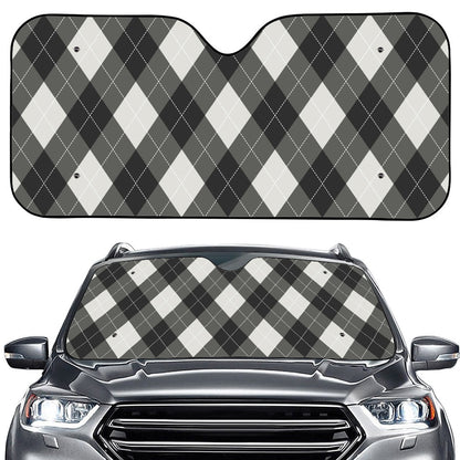 Shadow Grey Argyle Pattern Print Car Windshield Sun Shade