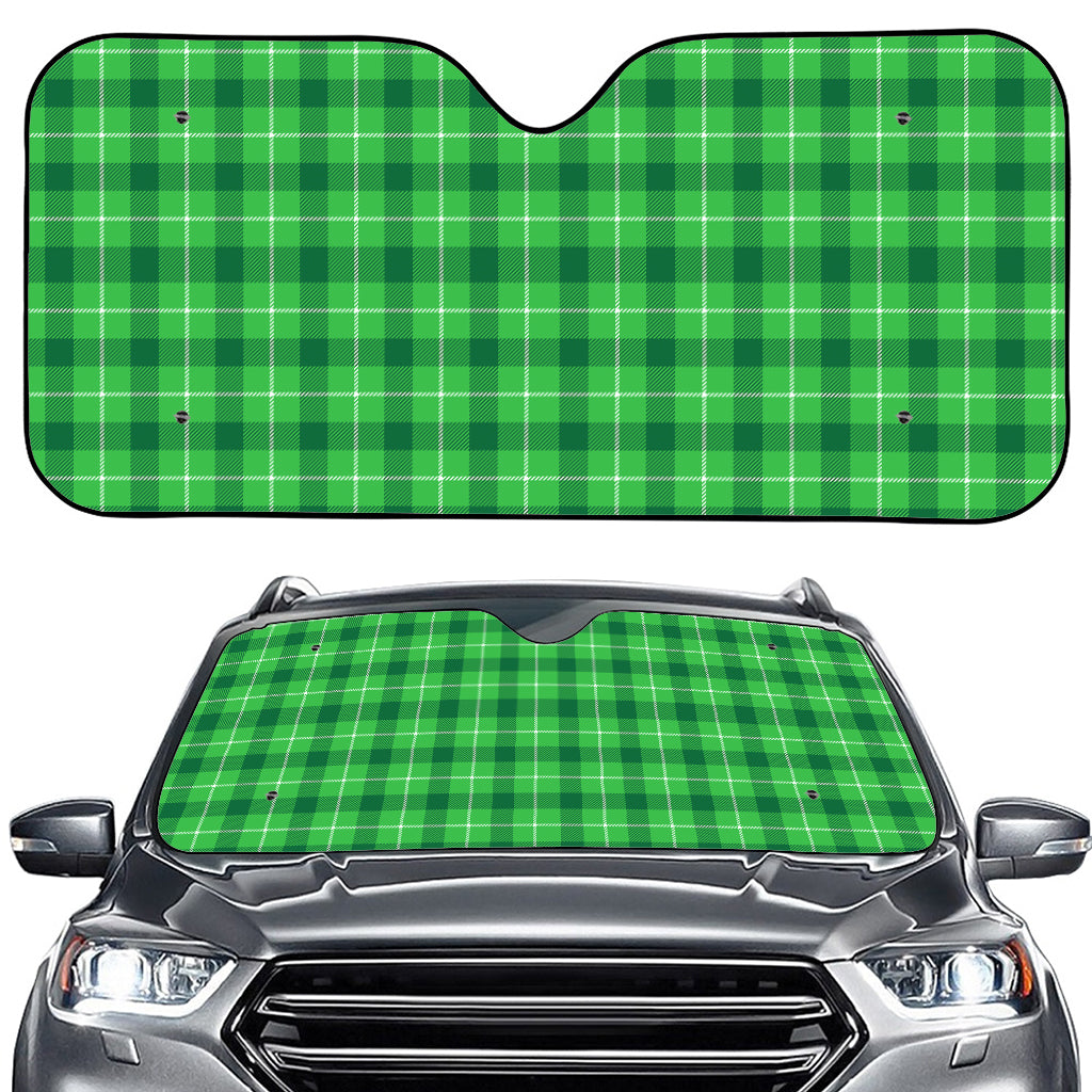 Shamrock Green Plaid Pattern Print Car Windshield Sun Shade