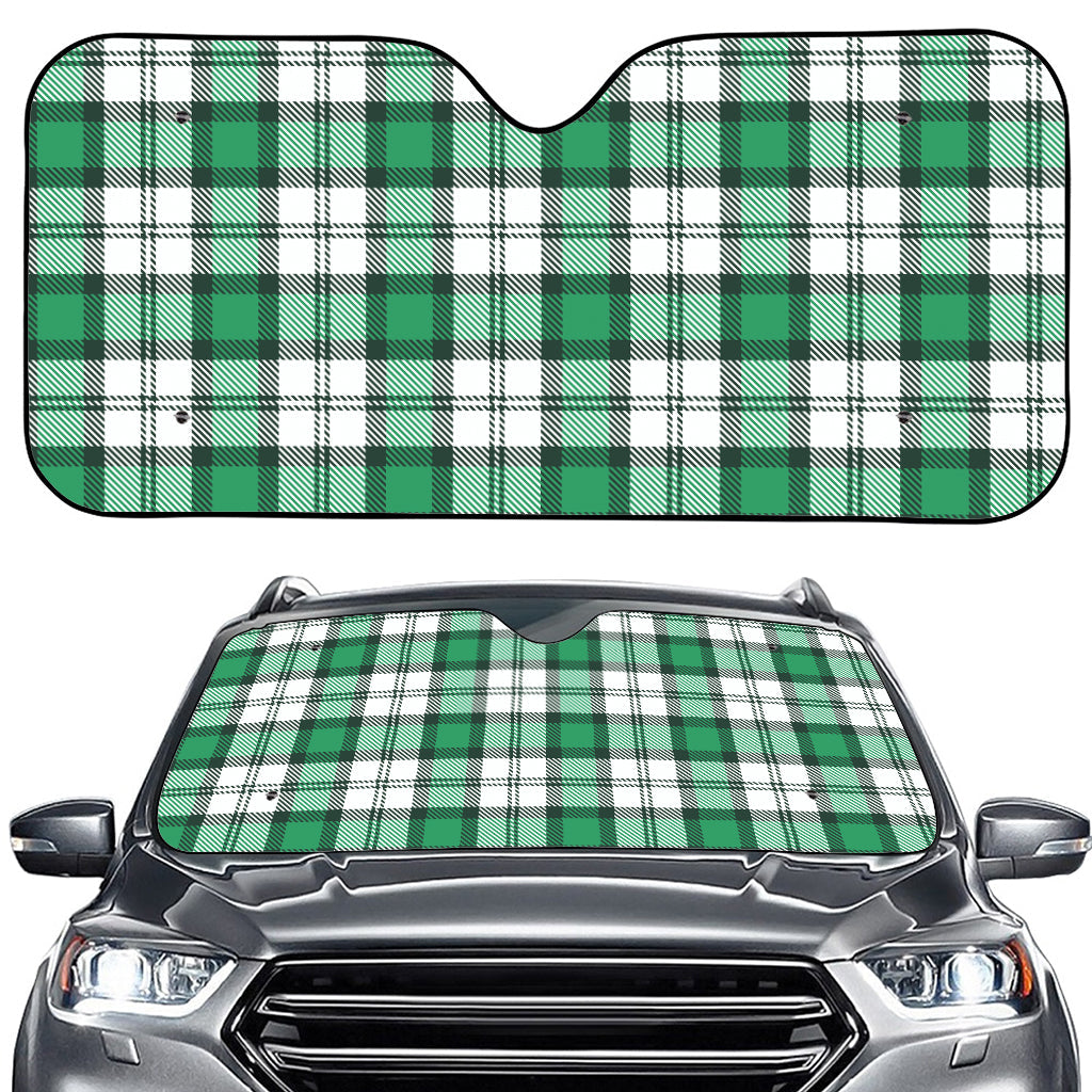 Shamrock St. Patrick's Day Tartan Print Car Windshield Sun Shade