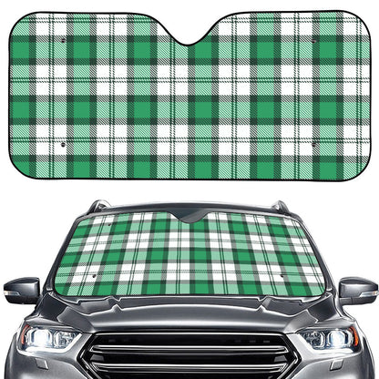 Shamrock St. Patrick's Day Tartan Print Car Windshield Sun Shade