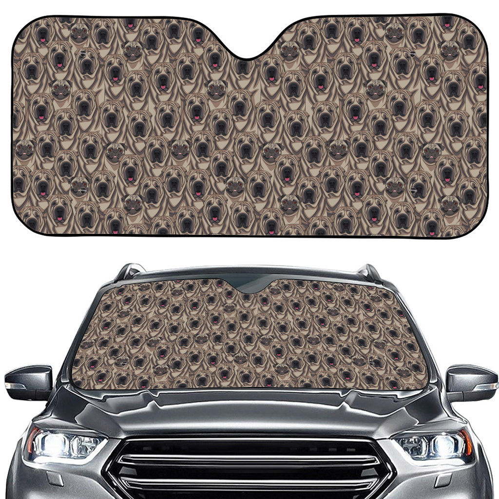 Shar Pei And Pug Pattern Print Car Windshield Sun Shade