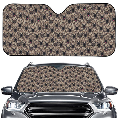 Shar Pei And Pug Pattern Print Car Windshield Sun Shade
