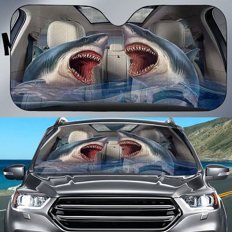 Shark Car All Over Printed 3D Sun Shade
