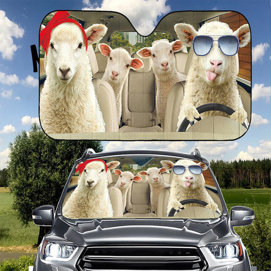 Sheep Family Driving Car Auto Sunshades