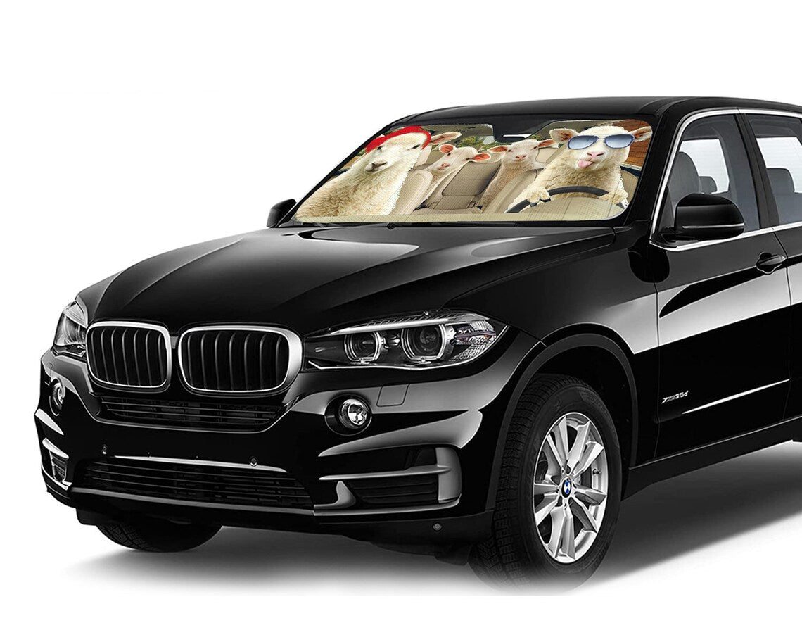 Sheep Family Driving Car Auto Sunshades