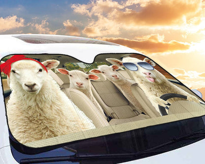 Sheep Family Driving Car Auto Sunshades