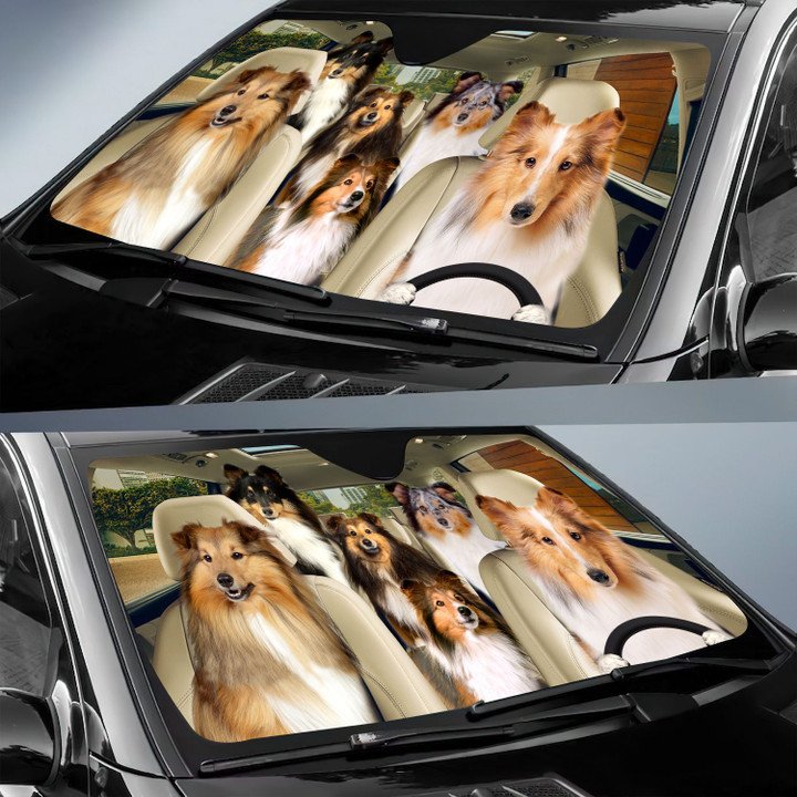 Shetland Sheepdog Car All Over Printed 3D Sun Shade