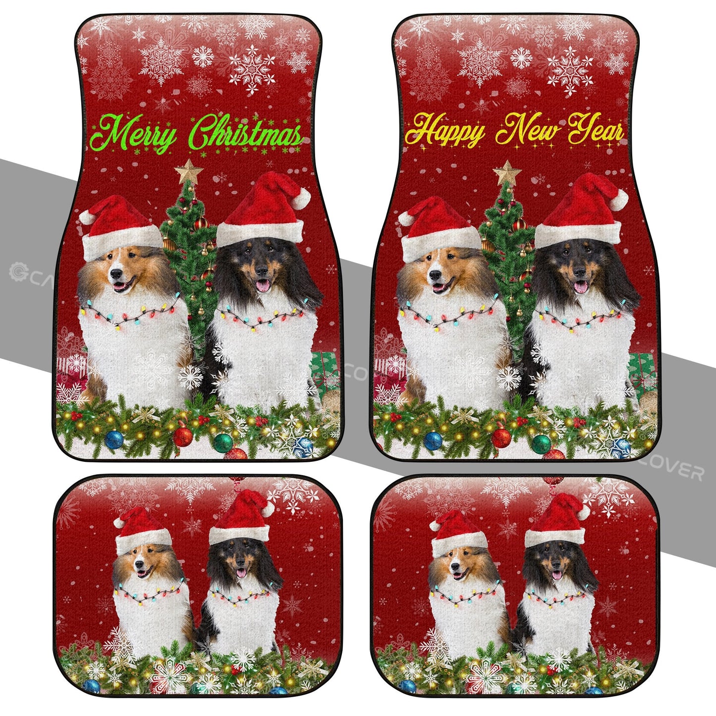 Shetland Sheepdogs Car Floor Mats Custom Animal Car Accessories Christmas Decorations