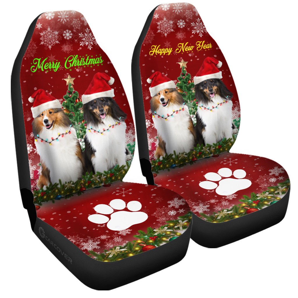 Shetland Sheepdogs Car Seat Covers Custom Animal Car Accessories Christmas Decorations