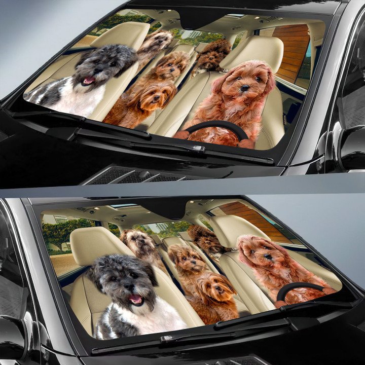 Shih-Poo Car All Over Printed 3D Sun Shade